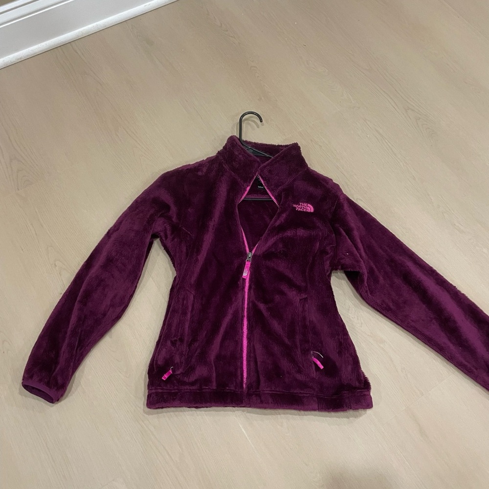 The North Face Fuzzy Full-Zip Jacket – Girls Size L (14/16) – Deep Plum Purple